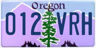 OR license plate 012VRH