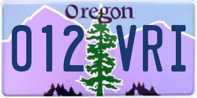 OR license plate 012VRI
