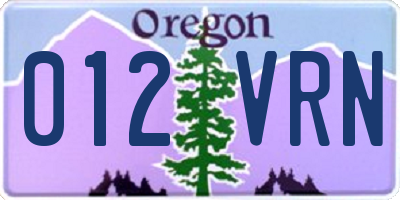 OR license plate 012VRN