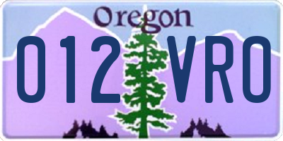 OR license plate 012VRO