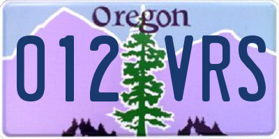 OR license plate 012VRS
