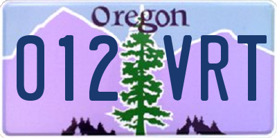 OR license plate 012VRT