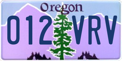 OR license plate 012VRV