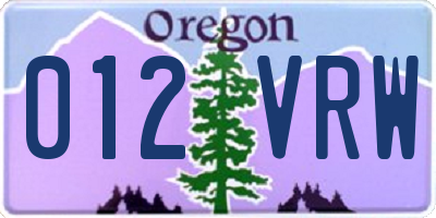 OR license plate 012VRW