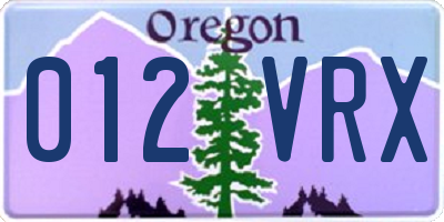 OR license plate 012VRX
