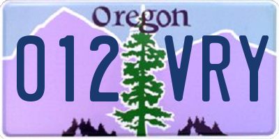 OR license plate 012VRY