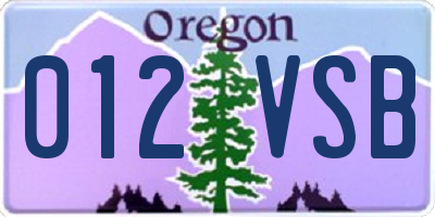 OR license plate 012VSB