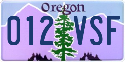 OR license plate 012VSF