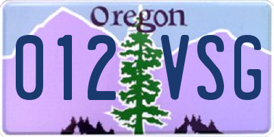 OR license plate 012VSG