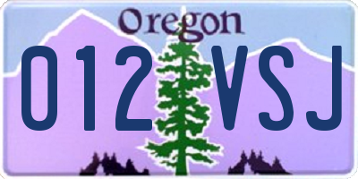 OR license plate 012VSJ