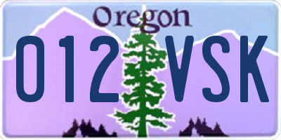 OR license plate 012VSK