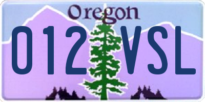 OR license plate 012VSL