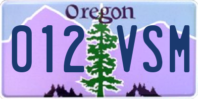 OR license plate 012VSM
