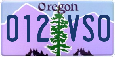 OR license plate 012VSO
