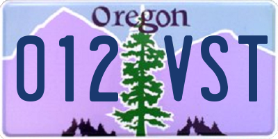 OR license plate 012VST