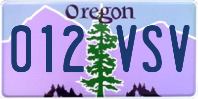 OR license plate 012VSV