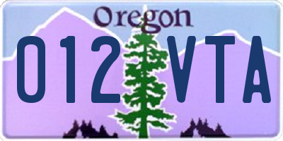 OR license plate 012VTA