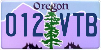 OR license plate 012VTB