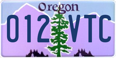 OR license plate 012VTC
