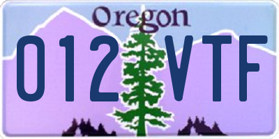 OR license plate 012VTF