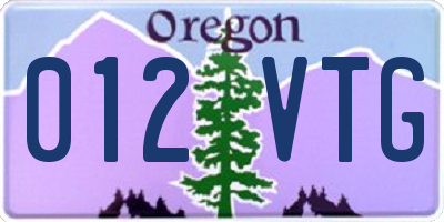 OR license plate 012VTG