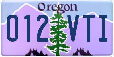 OR license plate 012VTI