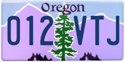 OR license plate 012VTJ