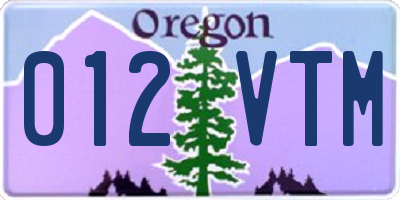 OR license plate 012VTM