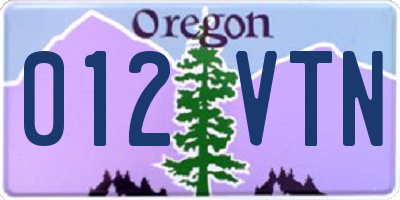 OR license plate 012VTN