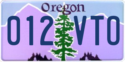 OR license plate 012VTO