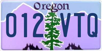 OR license plate 012VTQ