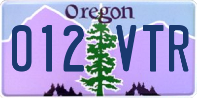OR license plate 012VTR