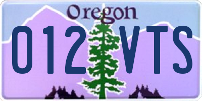OR license plate 012VTS