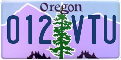OR license plate 012VTU