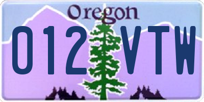 OR license plate 012VTW