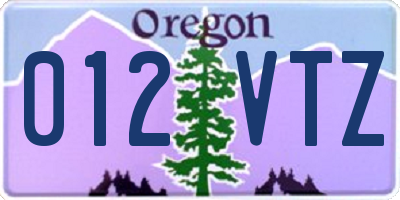 OR license plate 012VTZ