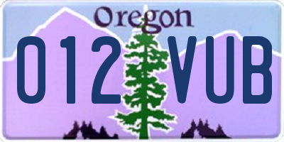 OR license plate 012VUB