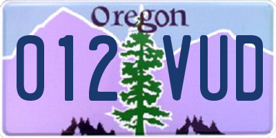 OR license plate 012VUD