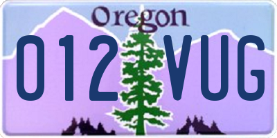 OR license plate 012VUG