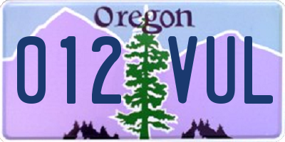 OR license plate 012VUL