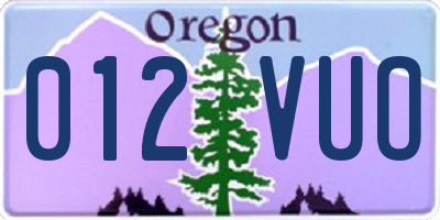 OR license plate 012VUO