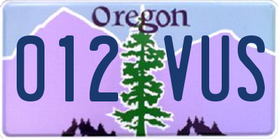 OR license plate 012VUS