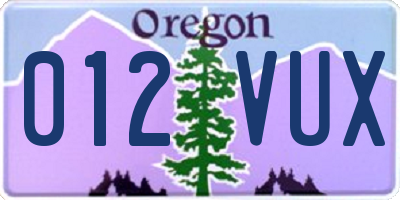OR license plate 012VUX