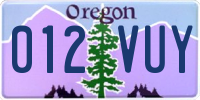 OR license plate 012VUY