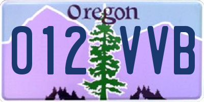 OR license plate 012VVB