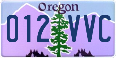 OR license plate 012VVC