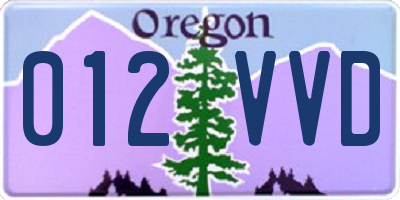 OR license plate 012VVD