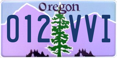 OR license plate 012VVI