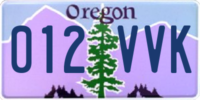OR license plate 012VVK