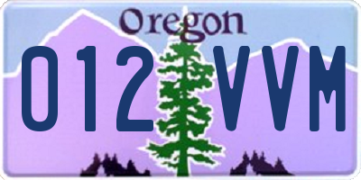 OR license plate 012VVM